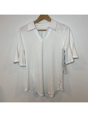 NWT Jofit Flutter Sleeve Polo Shirt UPF 50 Golf Athletic White Small S New